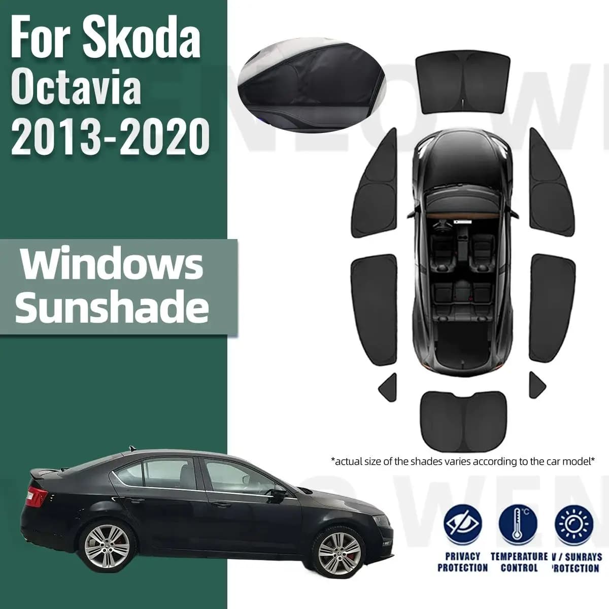 Per Skoda Octavia 2013-2020 Copertura Completa Auto Parasole Visiera Parabrezza Anteriore Telaio Tenda Lato Posteriore Finestra Del Bambino Parasole Scudo
