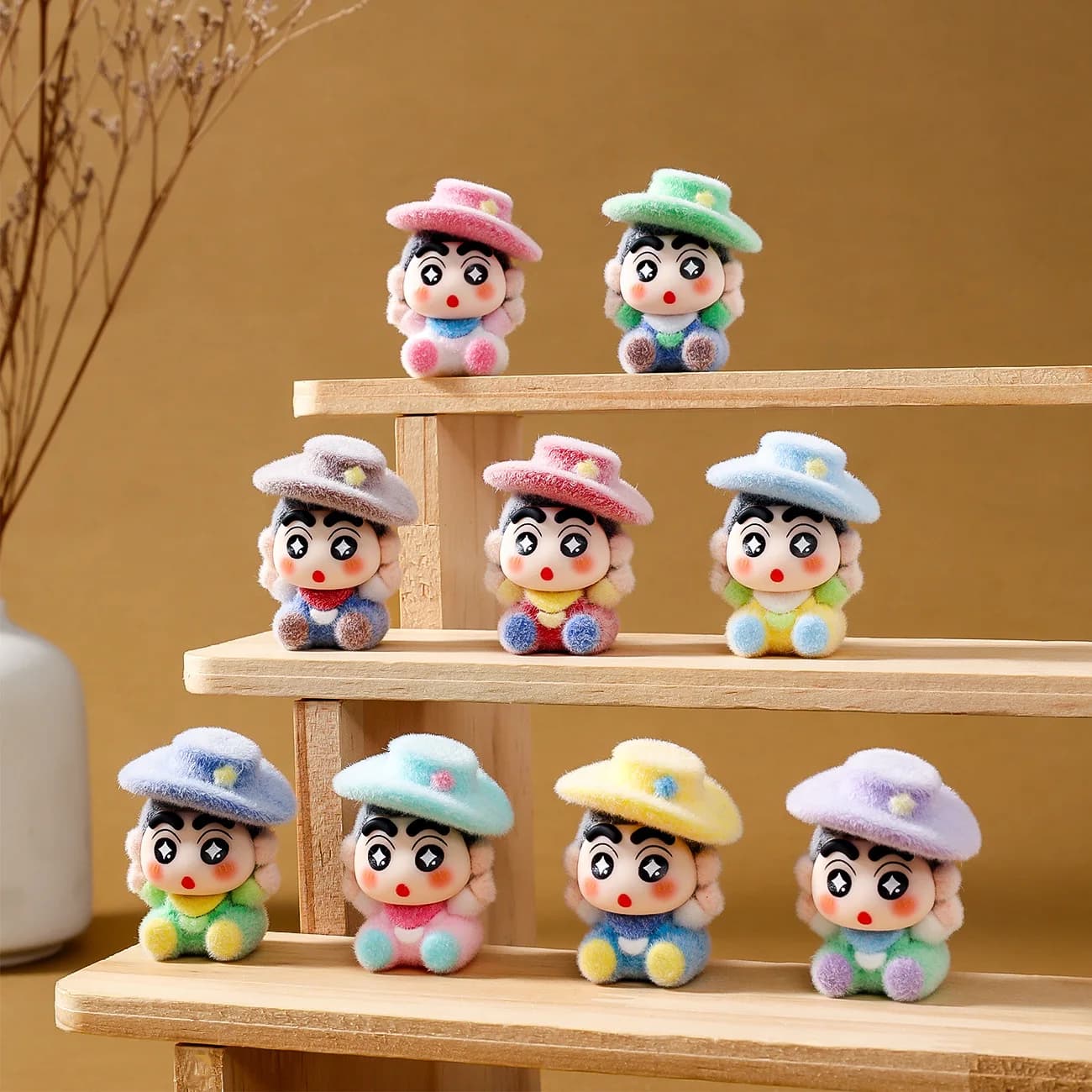 9pcs/Set Crayon Shin-chan Action Figure Toy Flocked Anime Figurine Desktop Decoration Model Ornaments Toys Boys Girls Gifts