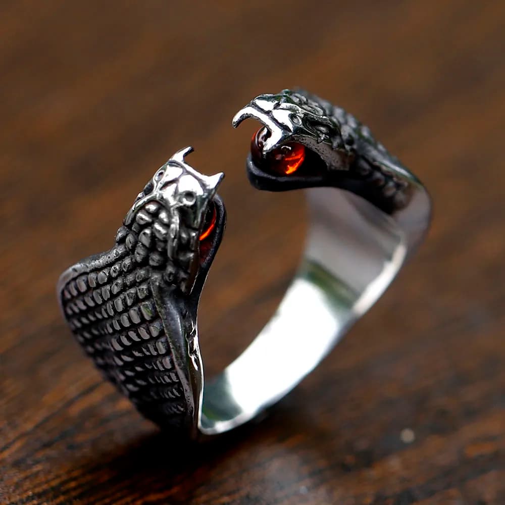 2023 NUOVI uomini anelli in acciaio inossidabile 316L retrò A due teste ANELLO di serpente per adolescenti punk gotico biker Gioielli spedizione gratuita