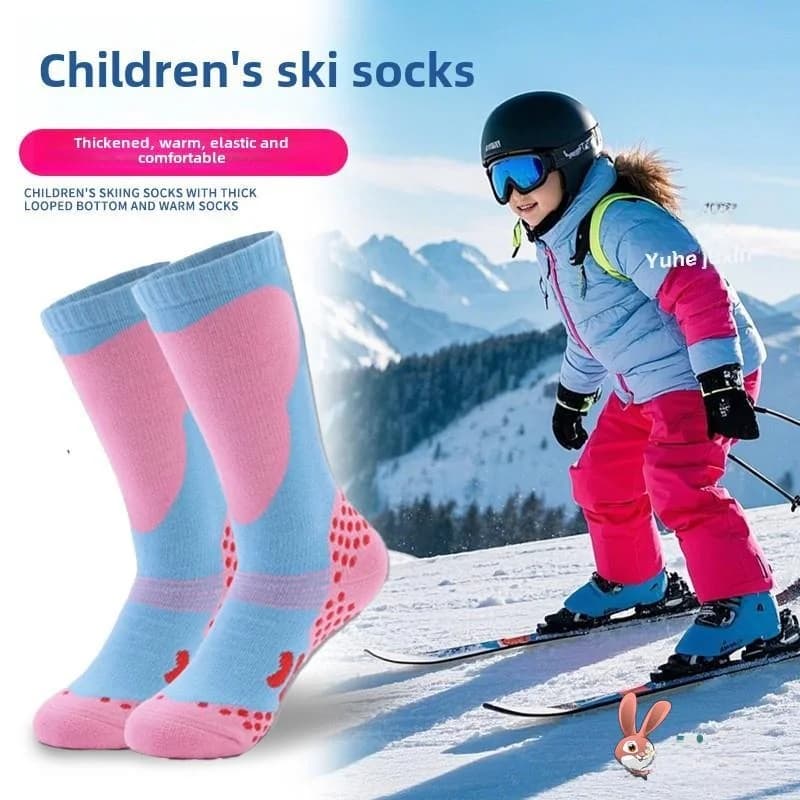 Calze lunghe invernali imbottite per bambini e bambine, calze da sci professionali con fodera in pile caldo dal Nord-Est