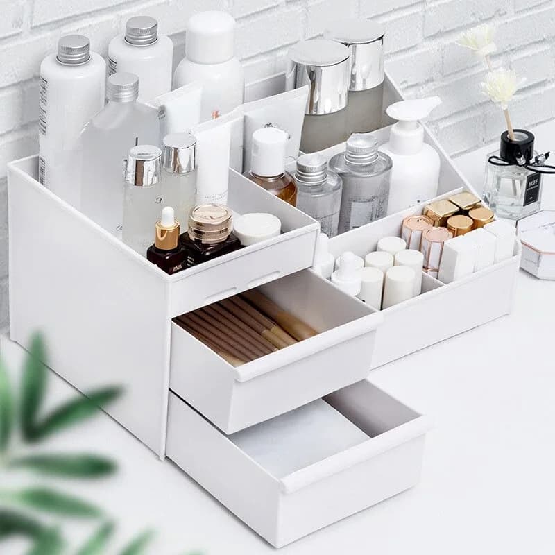 Organizer per Trucchi e Gioielli da Scrivania, Scatola Contenitore in Plastica per Cosmetici e Prodotti Skincare, Ideale per Dormitorio e Toeletta