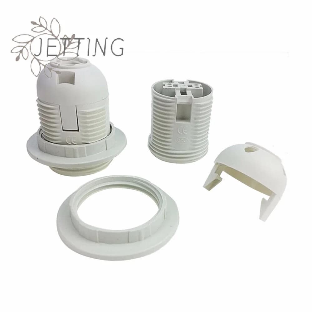 Hot 250V 4A E27 Lampadina Base di Plastica Vite Completa Portalampada Presa A Sospensione Paralume Anello per E27 Lampadina Bianco Nero 1PC