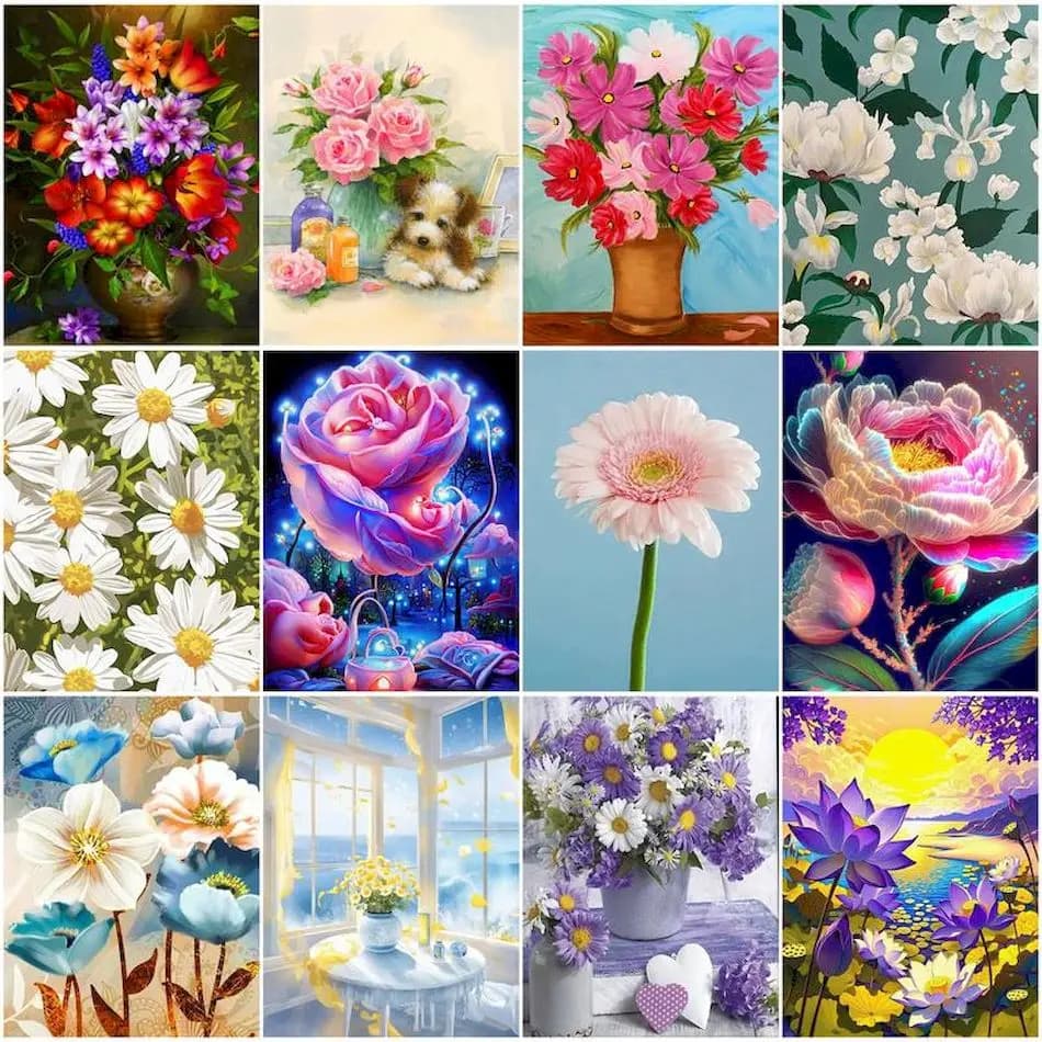 1pc frameless Paint By Numbers Flowers Picture Drawing Paintings On Number Canvas Painting Art Supplies Adult Coloring Acrylic P