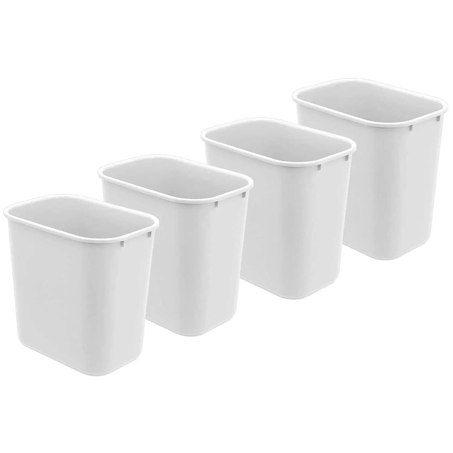 Set di 4 Cestini per Rifiuti in Plastica Bianca, Contenitori da 6,75 Galloni per Ufficio, Casa e Scuola