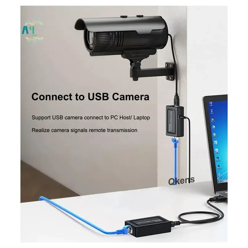 A40Z-100M Extender USB 2.0 a 2 porte tramite cavo di rete Ethernet RJ45 Cat5e Cat6 per webcam, mouse, stampante, presa EU