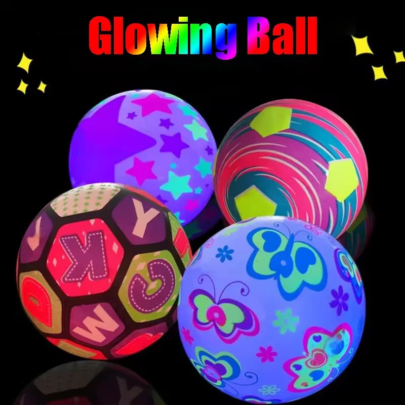 20cm Inflatable Football Balloon Lighting In The Dark, PVC Inflatable Football For Kids, Outdoor Night Games, Beach Sports Activities