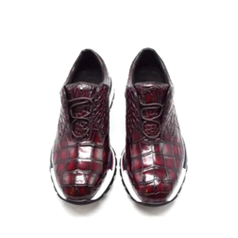 chue nuove scarpe da uomo in pelle di coccodrillo Colore pennello elasticizzato Scarpe da uomo per il tempo libero Scarpe di coccodrillo Suole in gomma