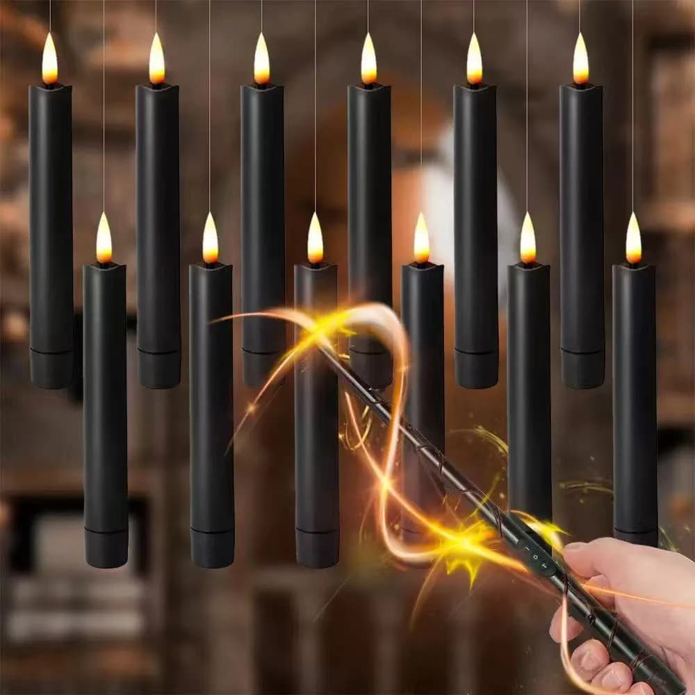12PCS set of 3D magic simulation floating candles, LED electronic candles, Halloween holiday party decorations, children's gifts