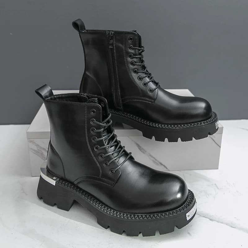 Men's Leather Boots Four Seasons Outdoor Casual Hiking Boots Retro Fashion Work Boots Thick Bottom Ankle Boots Anti-slip 2026