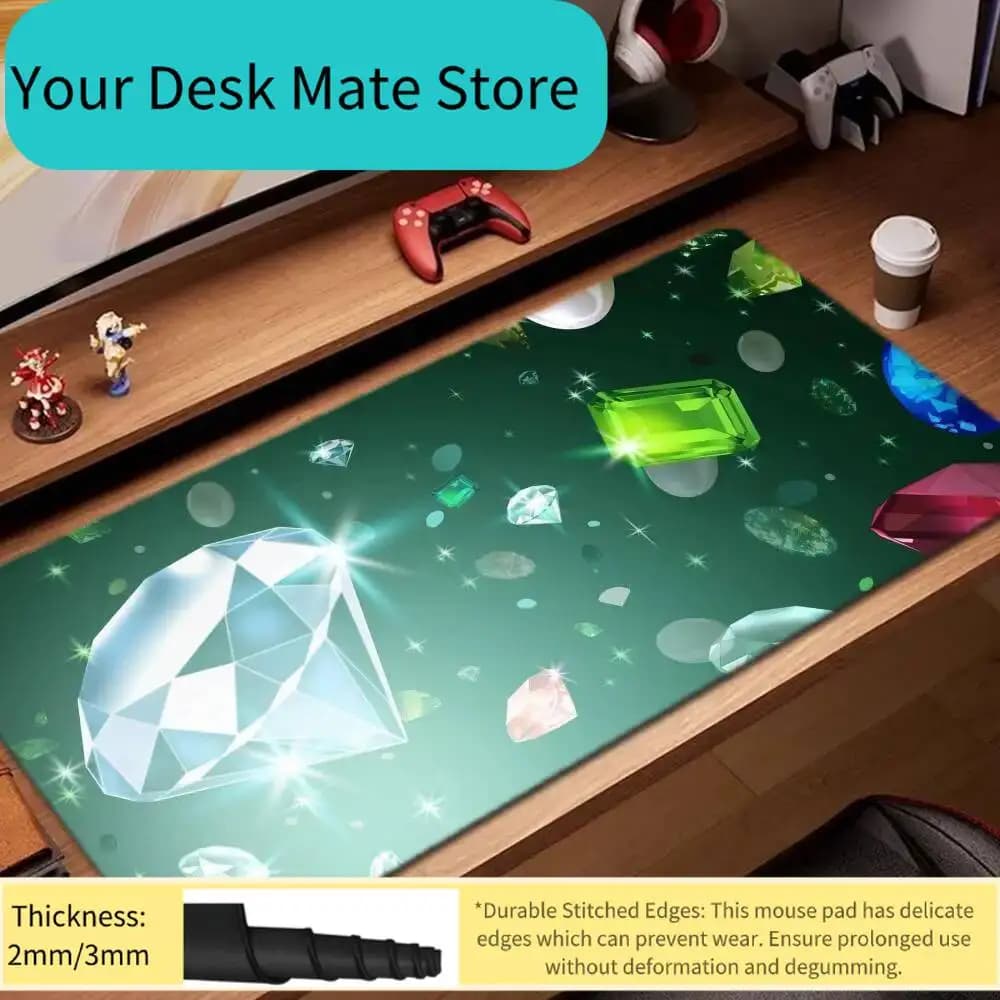 Tappetino per mouse in cristallo, accessori da gioco, tappetino per tastiera XXL grande con bordo bloccabile 900X400 mm, tappetino da tavolo, mousepad da gaming
