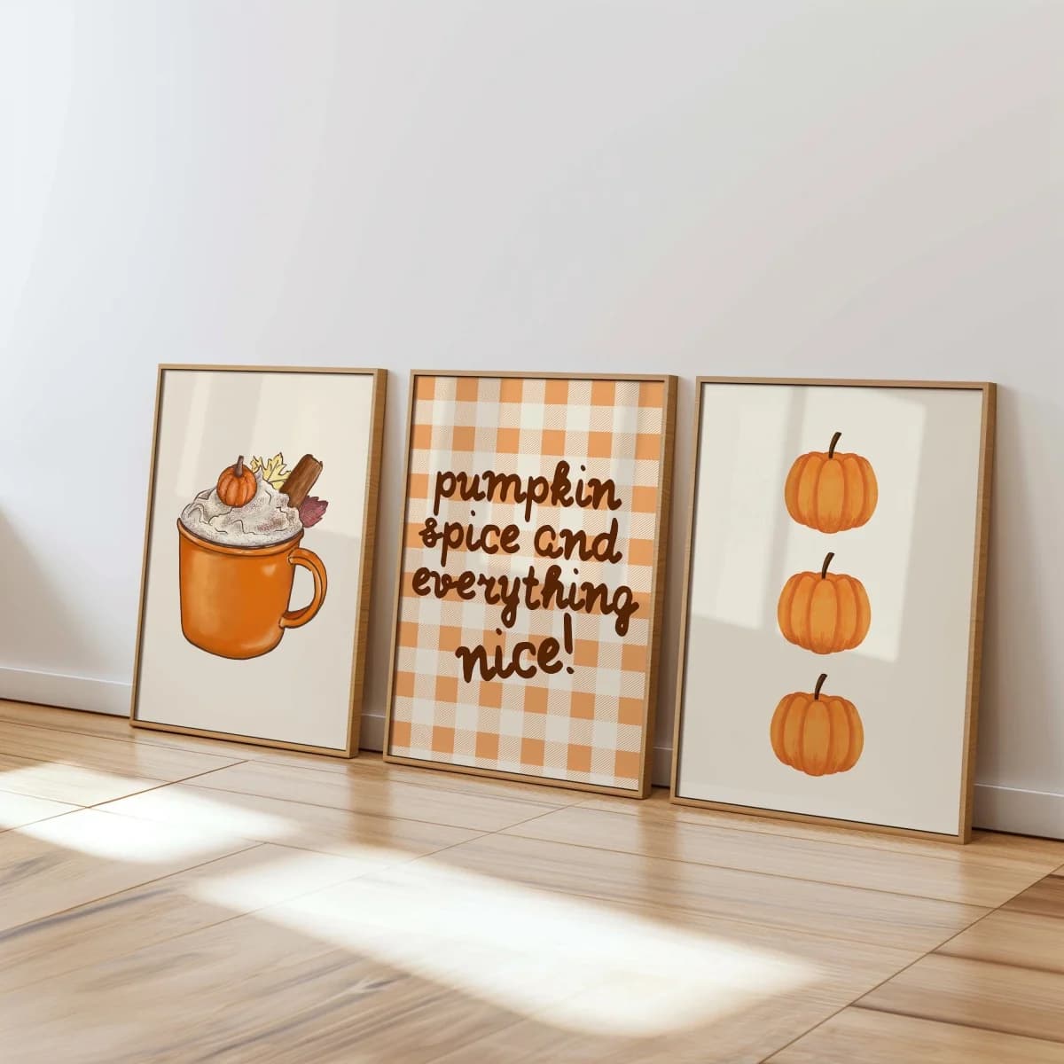 3pcs frameless Canvas Painting 3pcs/set Autumn Pumpkin Spice Canvas Prints Poster Modern Rustic Cozy Farmhouse Thanksgiving Art
