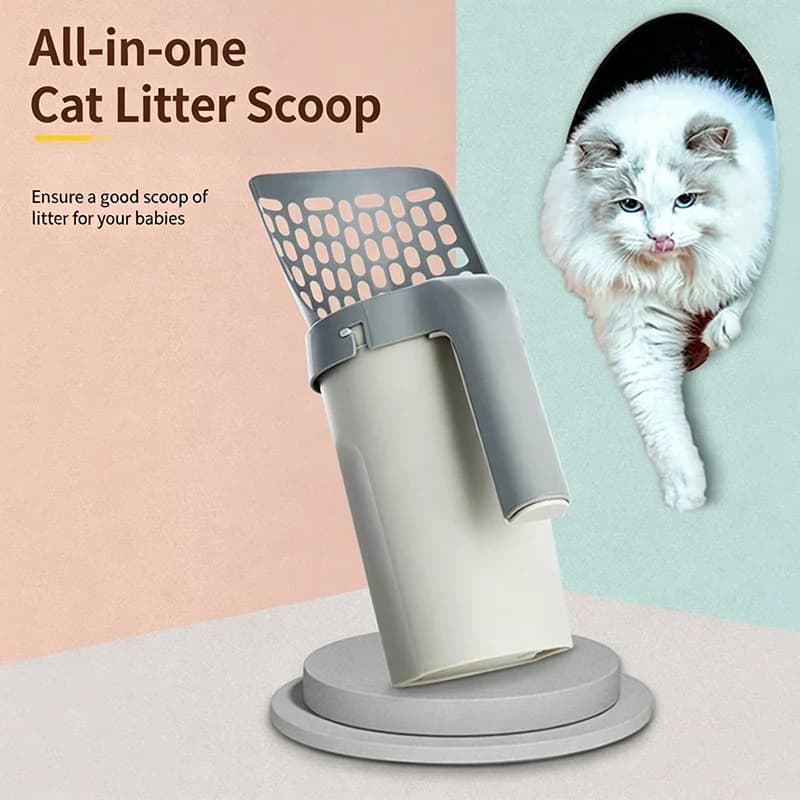 Cat Litter Scoop With Waste Bin Integrated Portable Cat Poop Shovel Detachable Washable Pet Cleaning Tool Cat Toilet Care Suppli