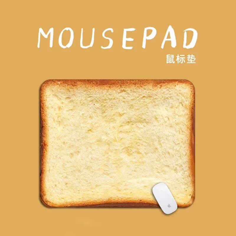 Tappetino per mouse a forma di pane tostato, piccolo e divertente, antiscivolo, per studenti, ufficio, tastiera, laptop, regalo per gamer, tappetino per computer