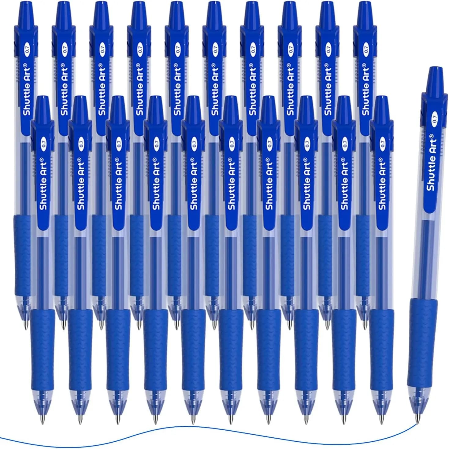 Confezione da 20 Penne Gel Retrattili, Punta Media 0,7mm, Inchiostro Blu, Scrittura Fluida per Ufficio, Scuola, Casa