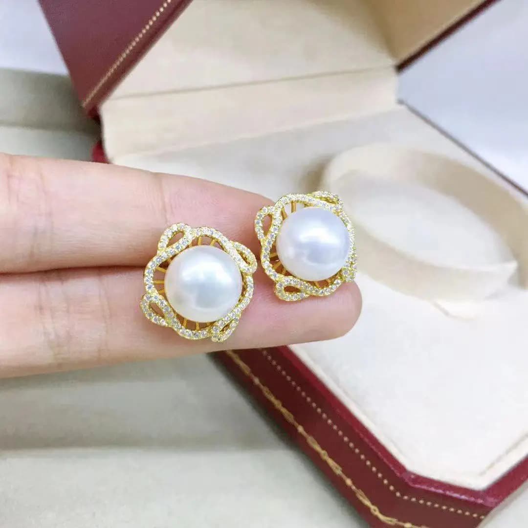 Wholesale S925 Sterling Silver Earrings Mounting Results Base Settings Mounting Parts 9-10 mm pearl accessory 5 pairs/lot