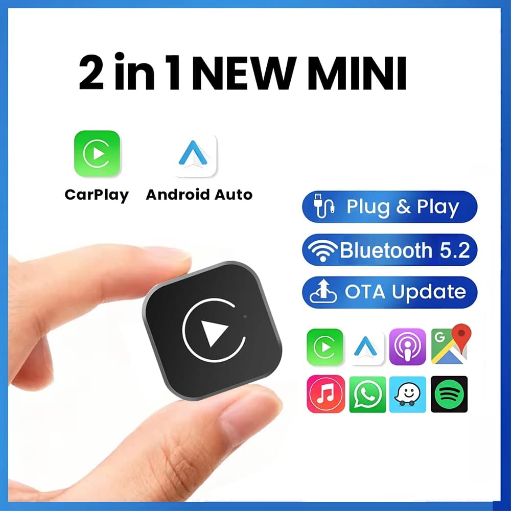 2 in 1 Nuovo Wireless CarPlay Android Auto Adattatore USB Dongle Smart Mini Box Plug And Play Universale Per VW Toyota Nissan Honda