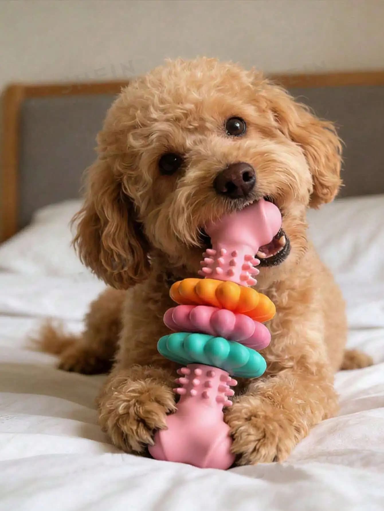 Indestructible Dog Chew Bone Toy for Aggressive Chewers - Durable Thermoplastic Rubber with Geometric Pattern, Teeth Cleaning