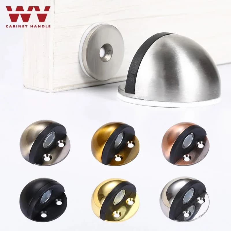 WV Door Stopper Security Protection Sticker Hidden Door Holder Catch Floor Nail-free Lock For Door Draft Stop Door Hardware