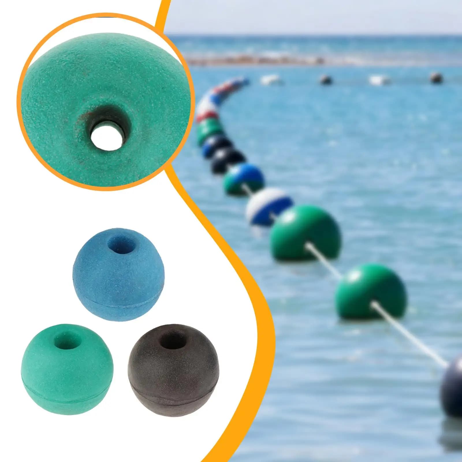 Accessorio galleggiante galleggiante in corda Indicatore di pesca in acque profonde Boa di ancoraggio per barca galleggiante per kayak per acquacoltura Zoni del parco acquatico