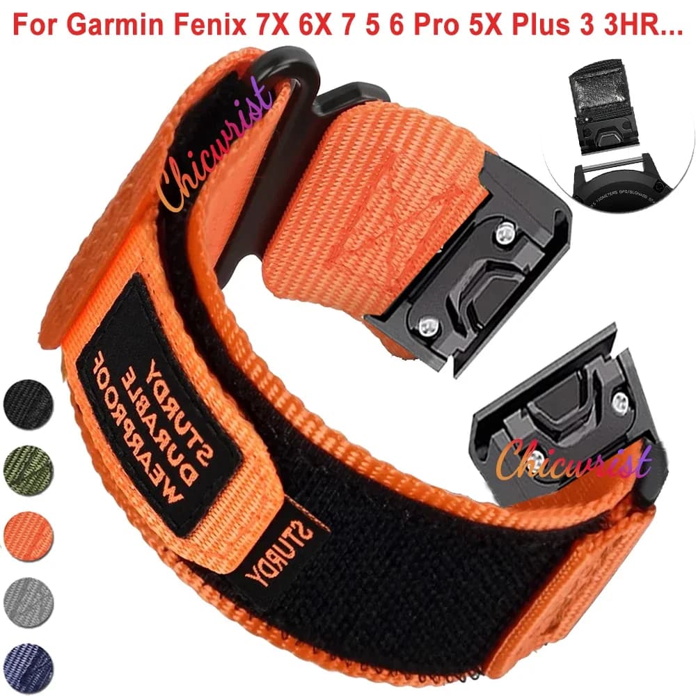 Sports Nylon Watchband for Garmin Tactix 7Pro Fenix 7X 6X 7 5 6 Pro 5X Plus 3 3HR Bracelet for Garmin Loop Band 26mm 22mm Strap