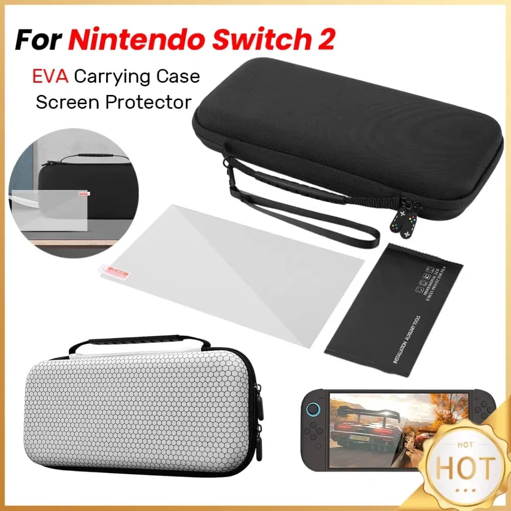 Custodia da trasporto in EVA e protezione per lo schermo per Switch 2 Borsa di stoccaggio portatile Borsa a mano protettiva antiurto con guscio rigido in EVA NS2