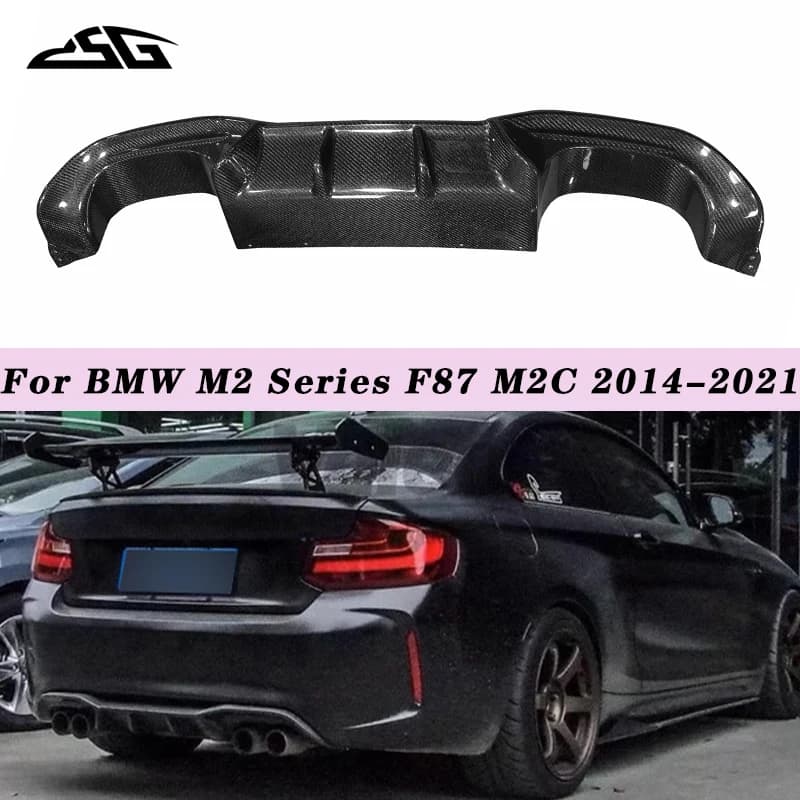 For BMW M2 Series F87 M2C 2014-2021 Carbon Fiber Rear Bumper Lip Diffuser Spoiler Splitter AK Style Rear Lip Auto Parts Body Kit