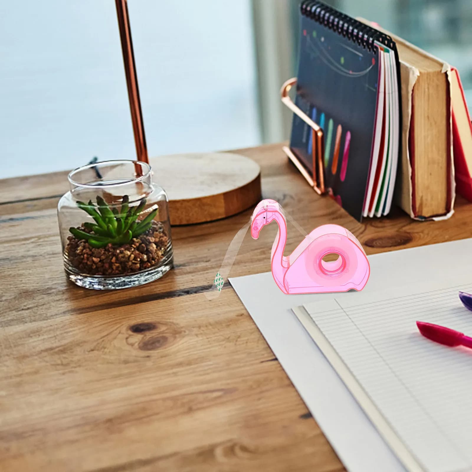 Set Dispenser da Scrivania in Plastica per Nastro Adesivo, Leggero e Portatile, per Ufficio, Scuola e Arte
