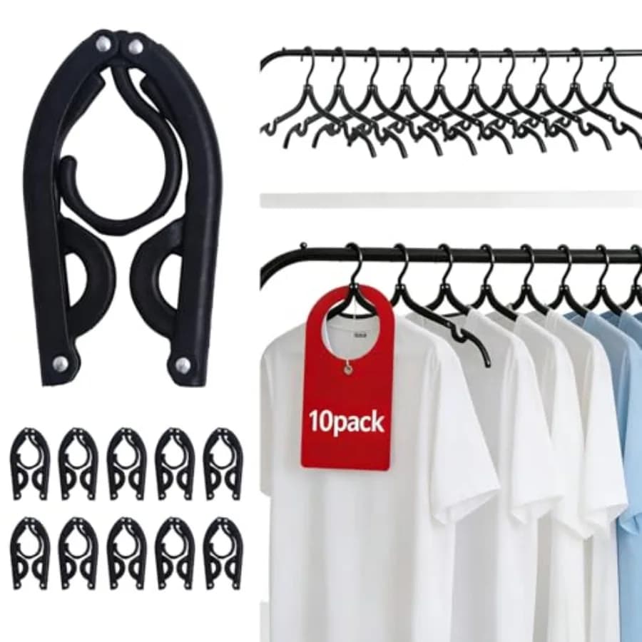 10Pcs Travel Hangers for Cruise Foldable Hangers - Portable Folding Clothes Hangers Travel Accessories Foldable Clothes Drying