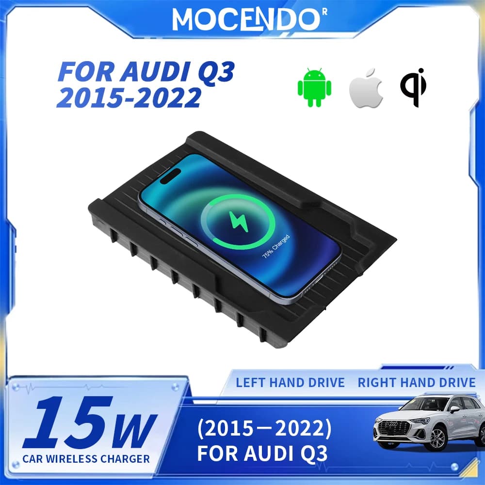 Wireless Charger for Auto 15W, Quick Charging for Audi Q3 2015-2022, Auto Accessories Compatible with Different Models