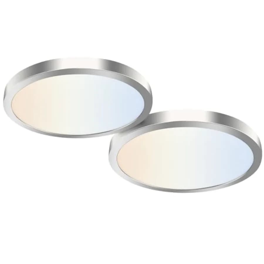 Confezione da 2 Plafoniere LED Rotonde Piatte CCT Selezionabili 24W 3000K/4000K/5000K con Illuminazione Laterale per Cucina B