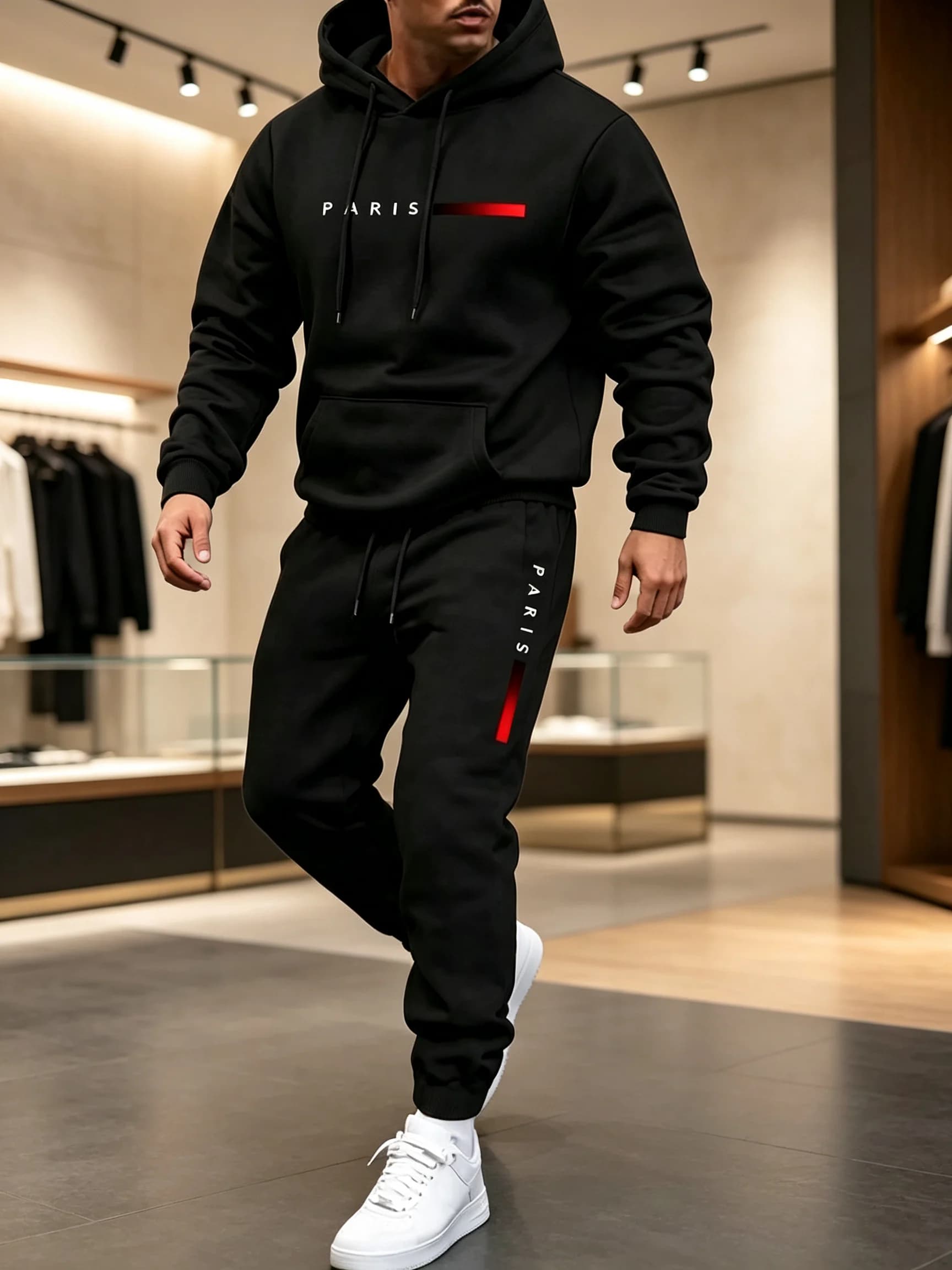 2026Hot sale letter printed sportswear set men hooded sweatshirt long pants set spring and autumn winter warm suit two-piece