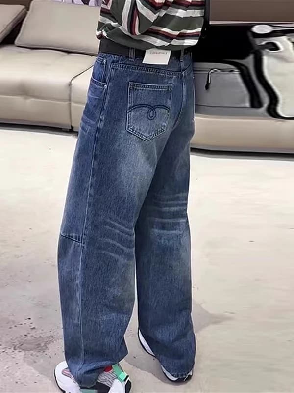 Jeans a vita alta a gamba larga da donna, stile American High Street, nuovi pantaloni a gamba dritta primaverili autunnali, modello snellente per taglie forti