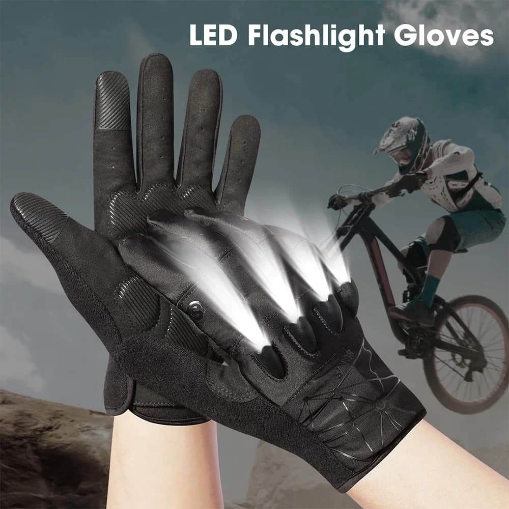 Savior sport all'aria aperta guanti da ciclismo mezze dita guanti a LED Nightview torcia ricaricabile luminosa traspirante estate primavera
