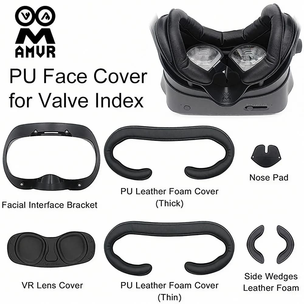 AMVR PU leather face cover for face interface with valve index Anti-loss Comoda sponge Pas Face mask Accessories VR