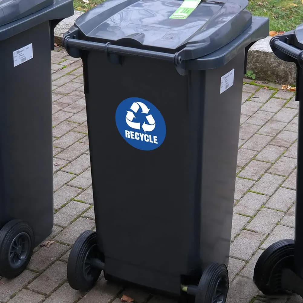 1 set di 6 fogli di adesivi ecologici per la classificazione dei rifiuti, in materiale PVC, resistenti all'usura, etichette per bidoni della spazzatura per la cucina