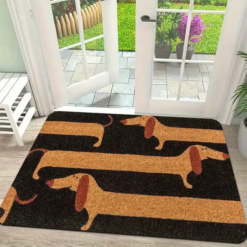 Un interessante tappetino per cani a forma di salsiccia, antiscivolo e lavabile, divertente decorazione per la casa, facile da pulire e resistente.