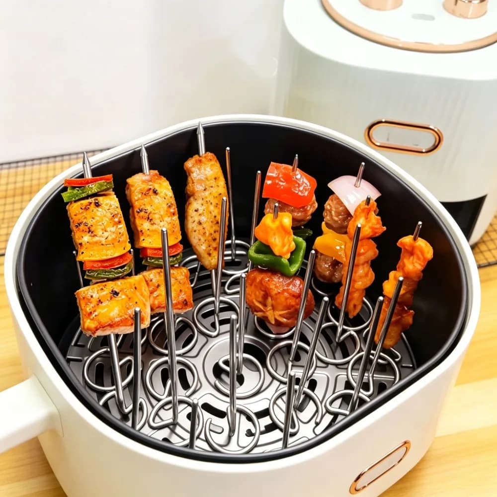 10PCS Stainless Steel BBQ Forks for Air Fryer Grilling Oven Metal Heavy Duty Mini Skewers for Kebabs Meat Vegetables