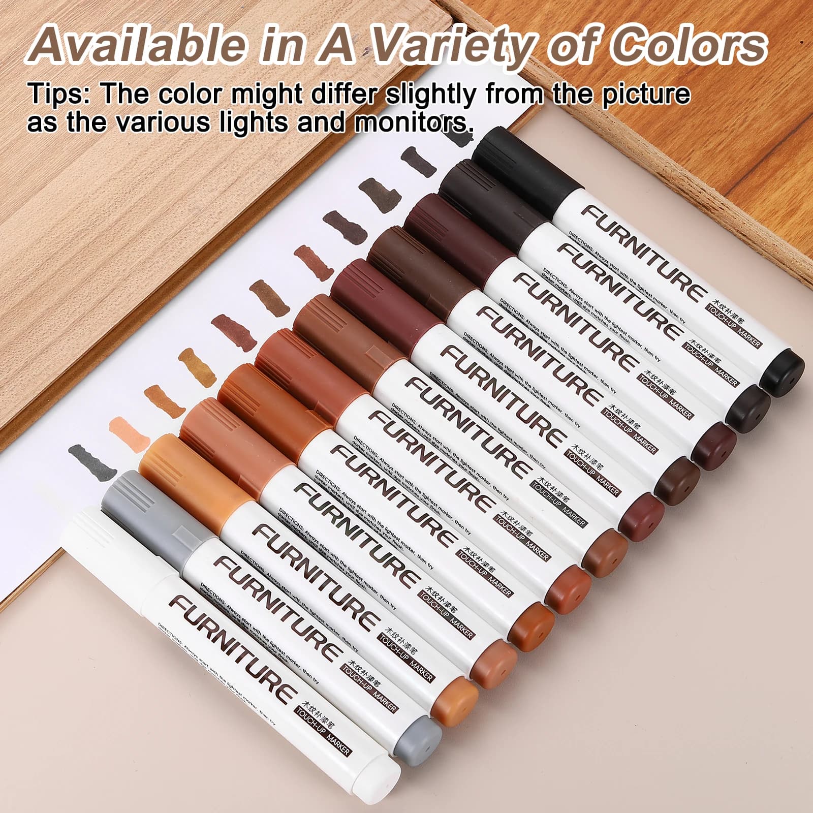 3/5Pcs Furniture Repair Kit Patch Paint Pens Wood Furniture Markers Touch Up Wood Filler Sticks for Scratches Wooden Floor Table