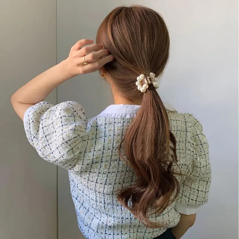 Fermagli per capelli rotondi con perle per donna, artiglio per capelli, mollette Chic, artiglio bianco, granchio, forcine per lo Styling, accessori per capelli alla moda