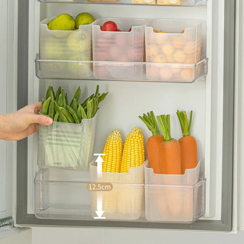 Set di 1/2 Contenitori per Frigorifero - Organizzatore per Alimenti Freschi, Frutta e Spezie per l'Organizzazione della Cucina Domestica