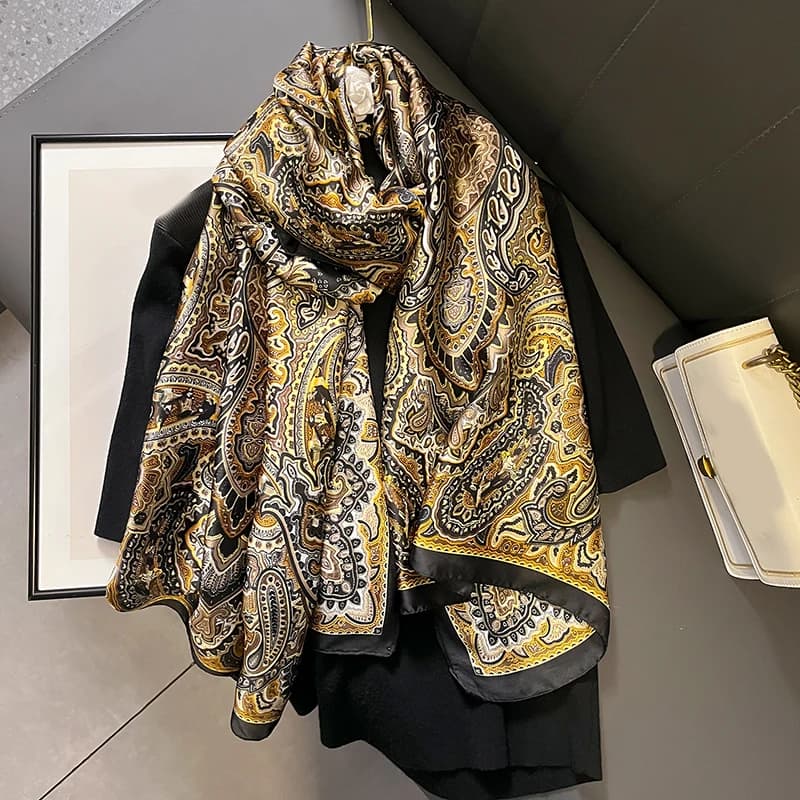 Spring Scarf Women's Luxury Design Polyester Material Smooth Scarf Soft Shawl Beach