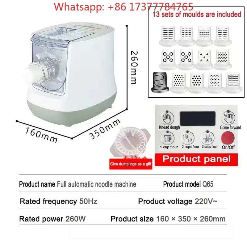 Macchina Elettrica Domestica per Pasta, Pressa per Pasta, Impastatrice, Macchina per Spaghetti, Maccheroni e Noodle Vegetali