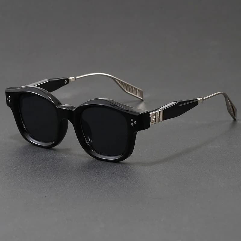 Retro Square Acetate Sunglasses Rivet Decor Metal Temple UV400 Polarized Shades for Men Women
