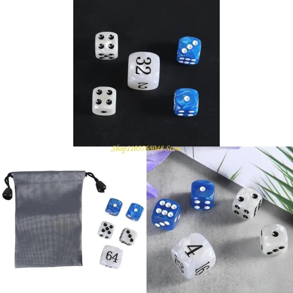 1 set di dadi di perle di backgammon acriliche Set cubo doppiante da 22 mm e quattro dadi da 16 mm con custodia Accessorio da gioco