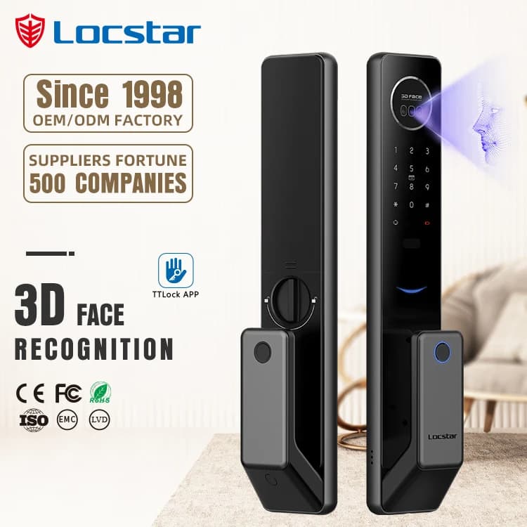 Locstar Serratura intelligente digitale per impronte digitali per esterni con fotocamera Serratura per porta con riconoscimento facciale 3D per uso domestico Serratura intelligente Ttlock