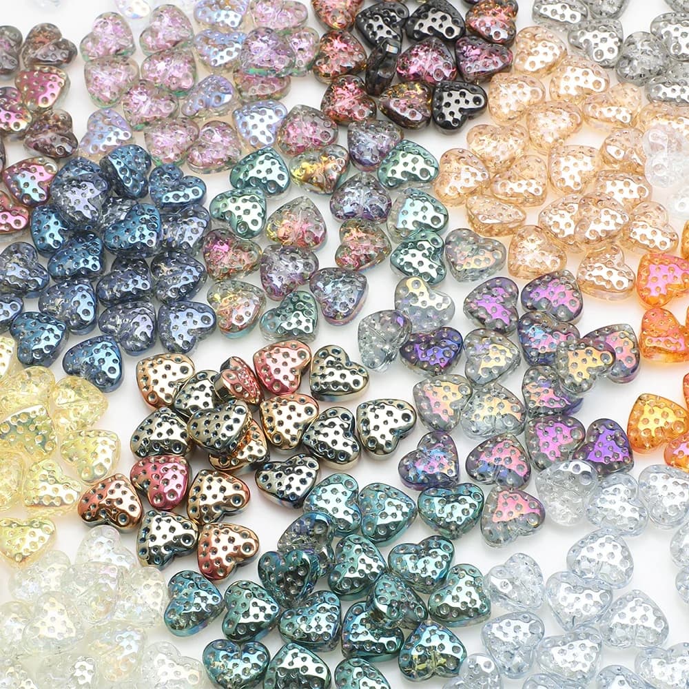 20 Pezzi Ciondoli a Cuore in Vetro Cristallo 13x15mm, Perline Artigianali per Creazione Gioielli Fai da Te, Bracciali, Collane, Orecchini e Accessori