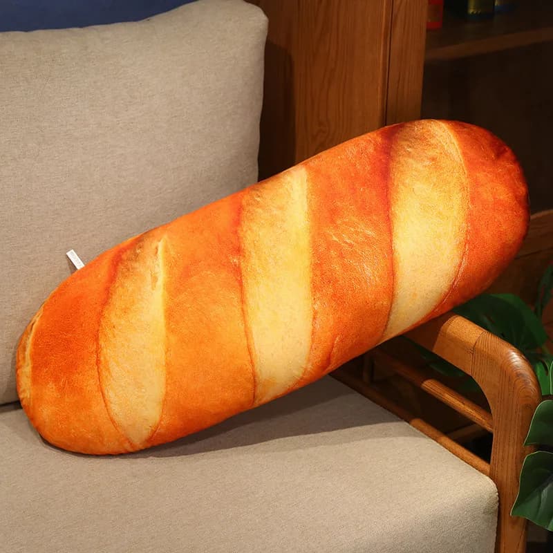 Cuscino in peluche per pane di simulazione 3D, cuscino per cibo per pane tostato al burro morbido Cuscino per schienale lombare Peluche per la decorazione domestica