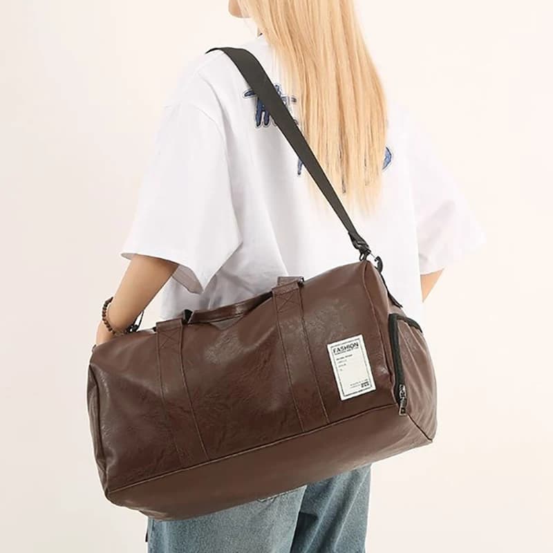 Borsa da Viaggio Donna in Pelle PU, Borsa Sportiva Casual con Tasca per Scarpe, Borsa a Tracolla per Weekend