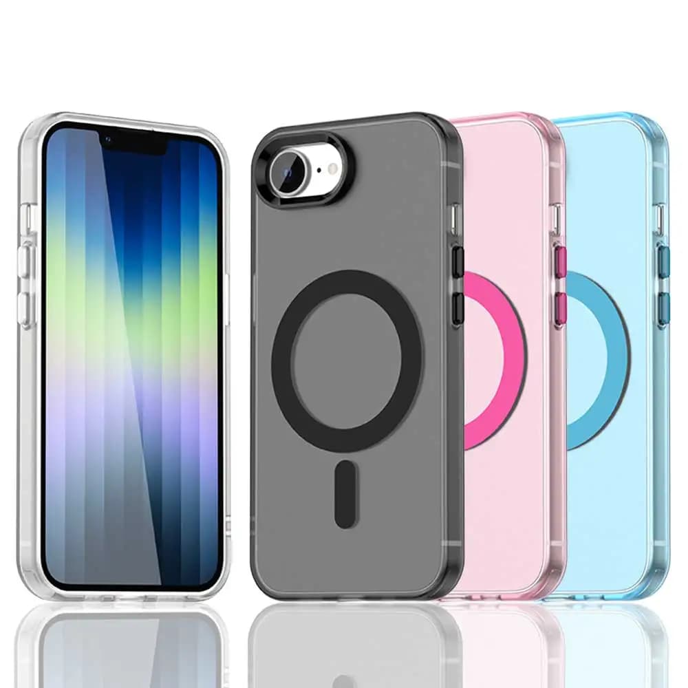 Custodia Magnetica per Ricarica Wireless per Apple iPhone 17E 17 Pro Max 16E 15 14 Plus Cover Colori Caramella Guscio Posteriore Trasparente Coque