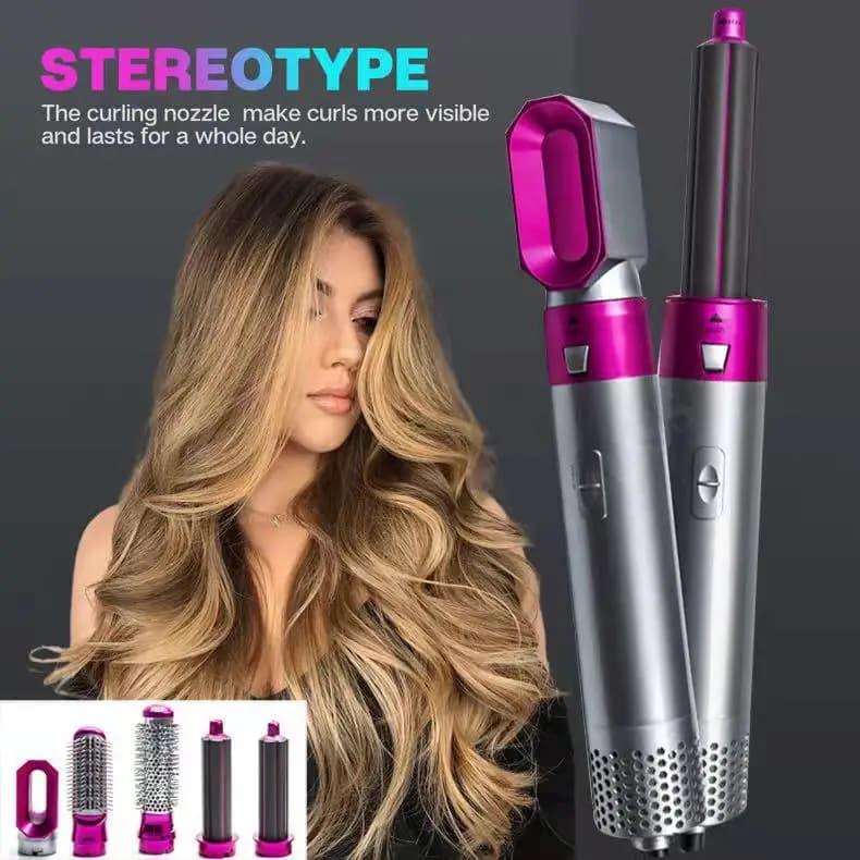 Multifunctional gift set for hair dryer with hot air comb 5 in 1, gift set for hair dryer, curling iron